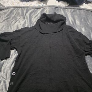 Cyrus Black Ribbed Sweater with buttons on the side